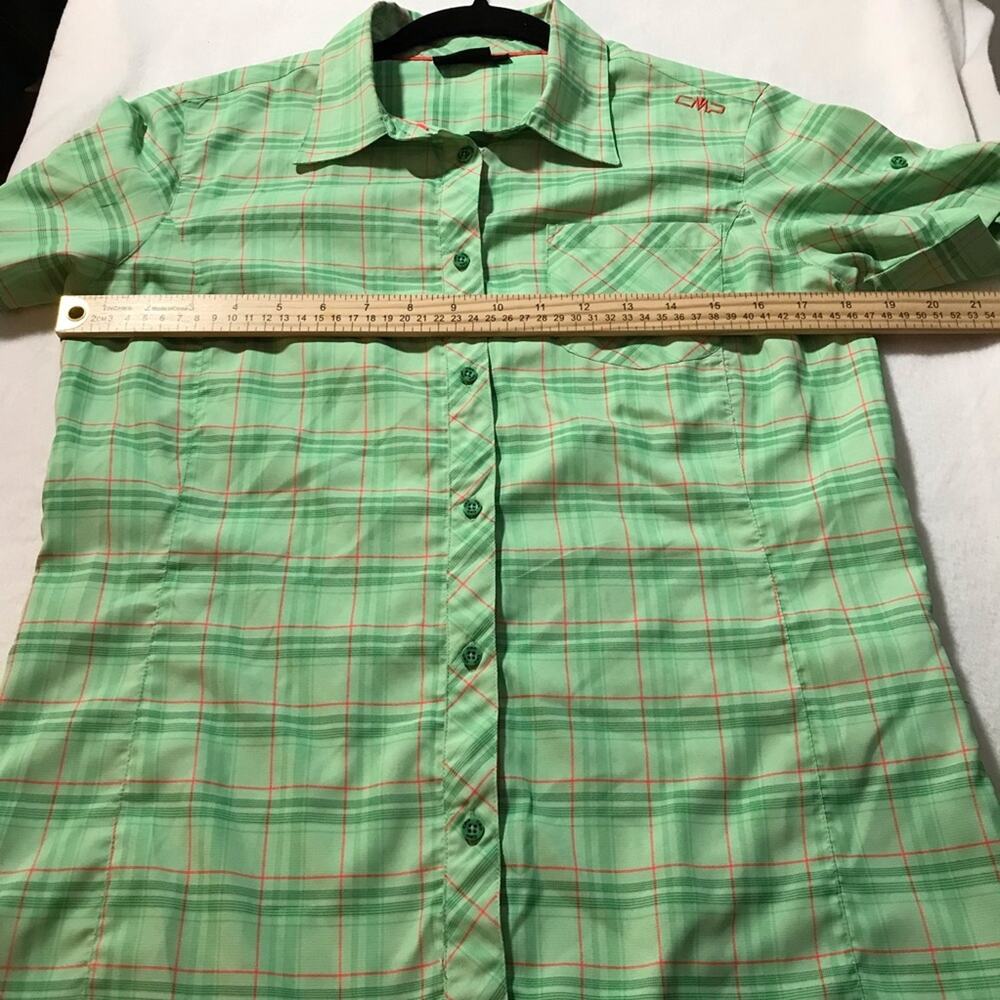 Cmp Dry Function Short Sleeve Button Up Green Pla… - image 7